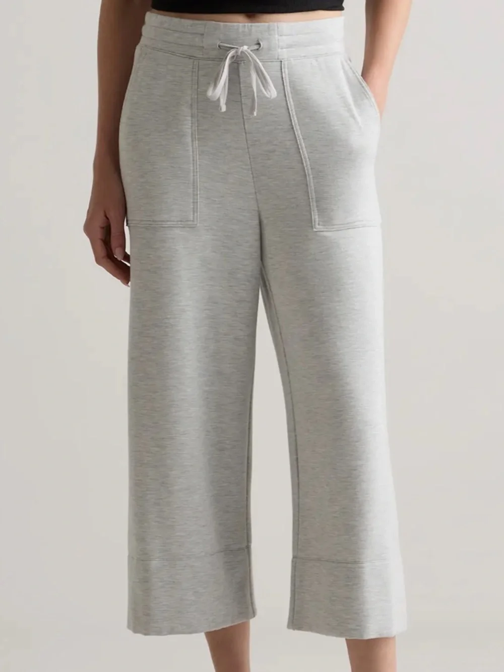Quince SuperSoft Fleece Cropped Wide Leg Pants Medium
